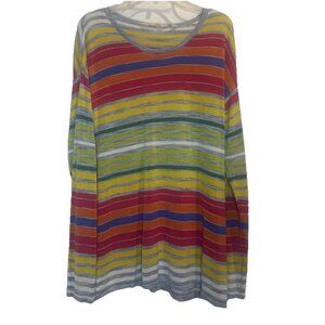 Soft Surroundings Women’s Oasis Stripe Long Sleeve Sweater Top Sz L Coastal